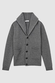 Reiss Charcoal Melange King Cashmere Button-Through Cardigan - Image 2 of 7