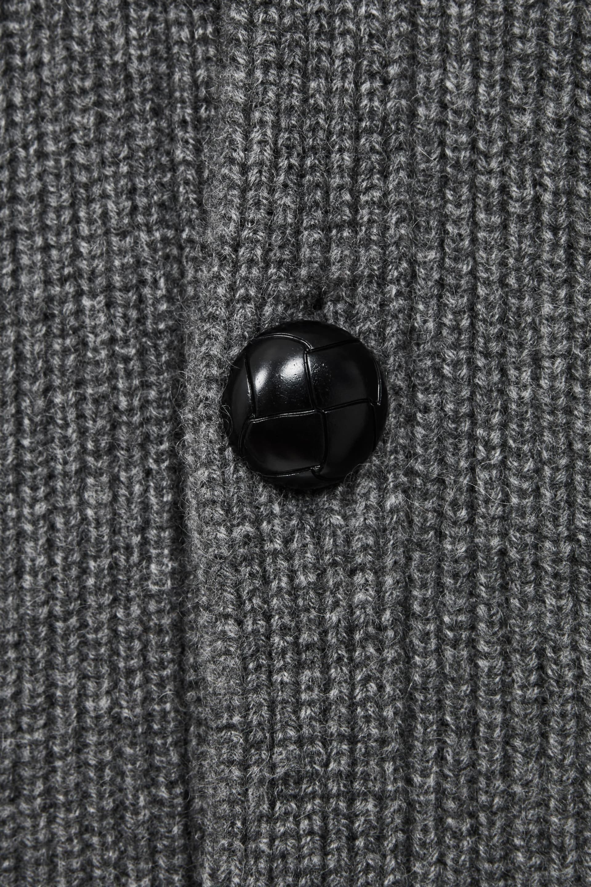 Reiss Charcoal Melange King Cashmere Button-Through Cardigan - Image 7 of 7