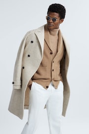 Reiss Camel King Cashmere Button-Through Cardigan - Image 1 of 7