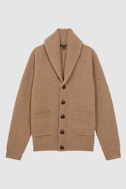 Reiss Camel King Cashmere Button-Through Cardigan - Image 2 of 7