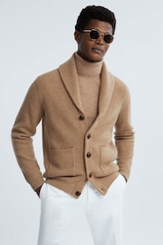 Reiss Camel King Cashmere Button-Through Cardigan - Image 3 of 7