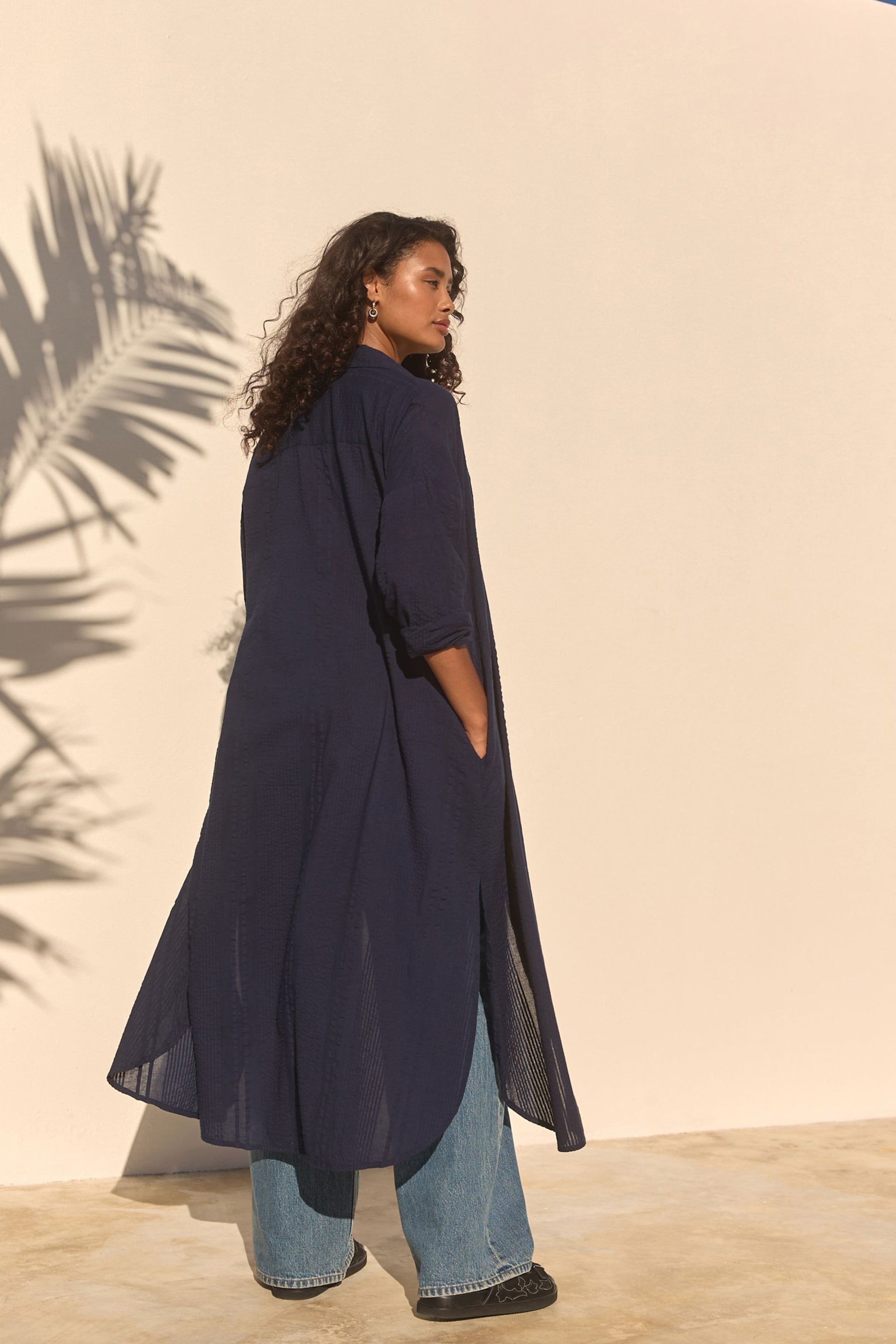 Navy Maxi Beach Shirt Cover-Up - Image 4 of 7