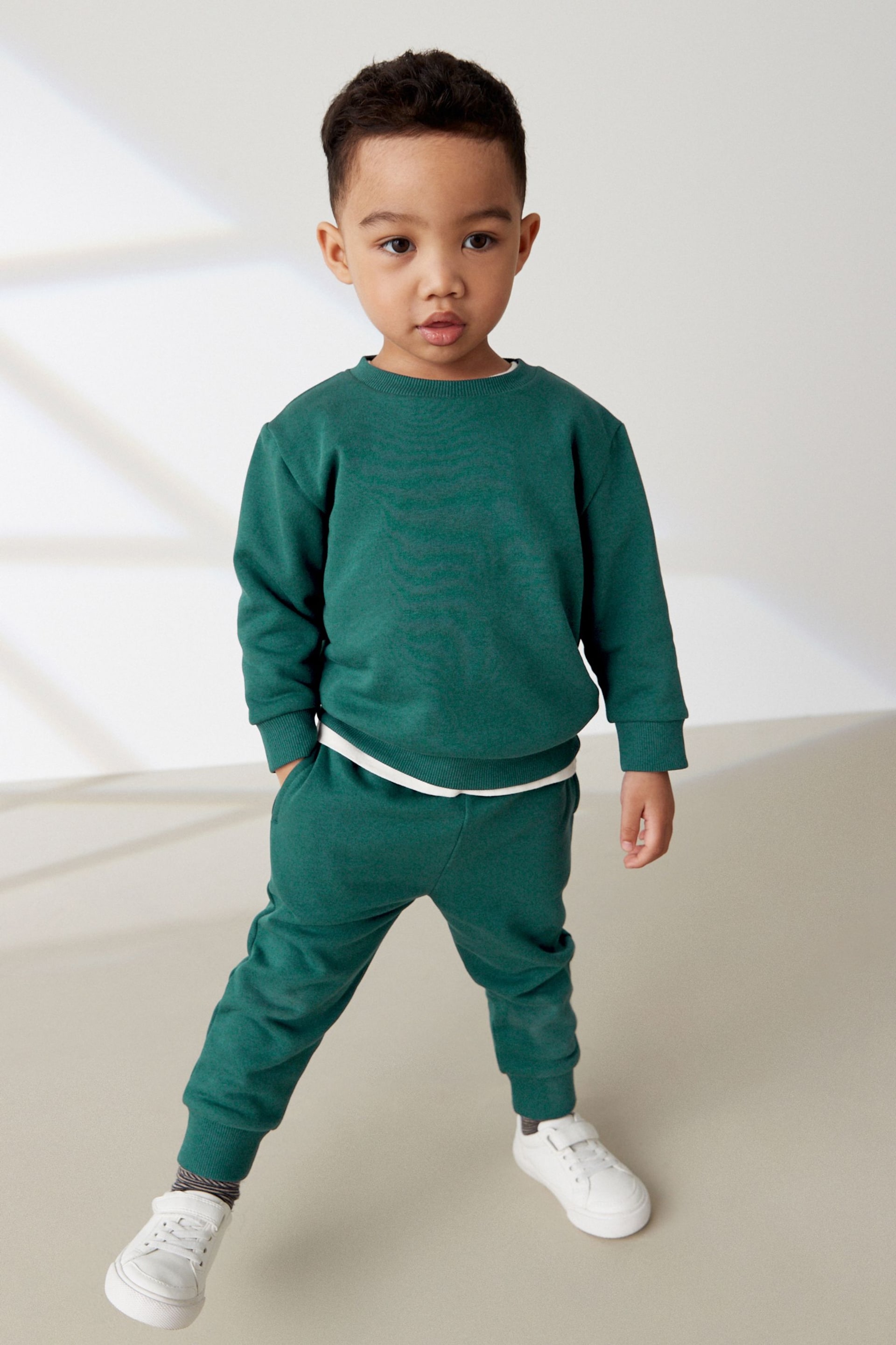 Green Plain Jersey Sweatshirt and Joggers Set (3mths-7yrs) - Image 1 of 6
