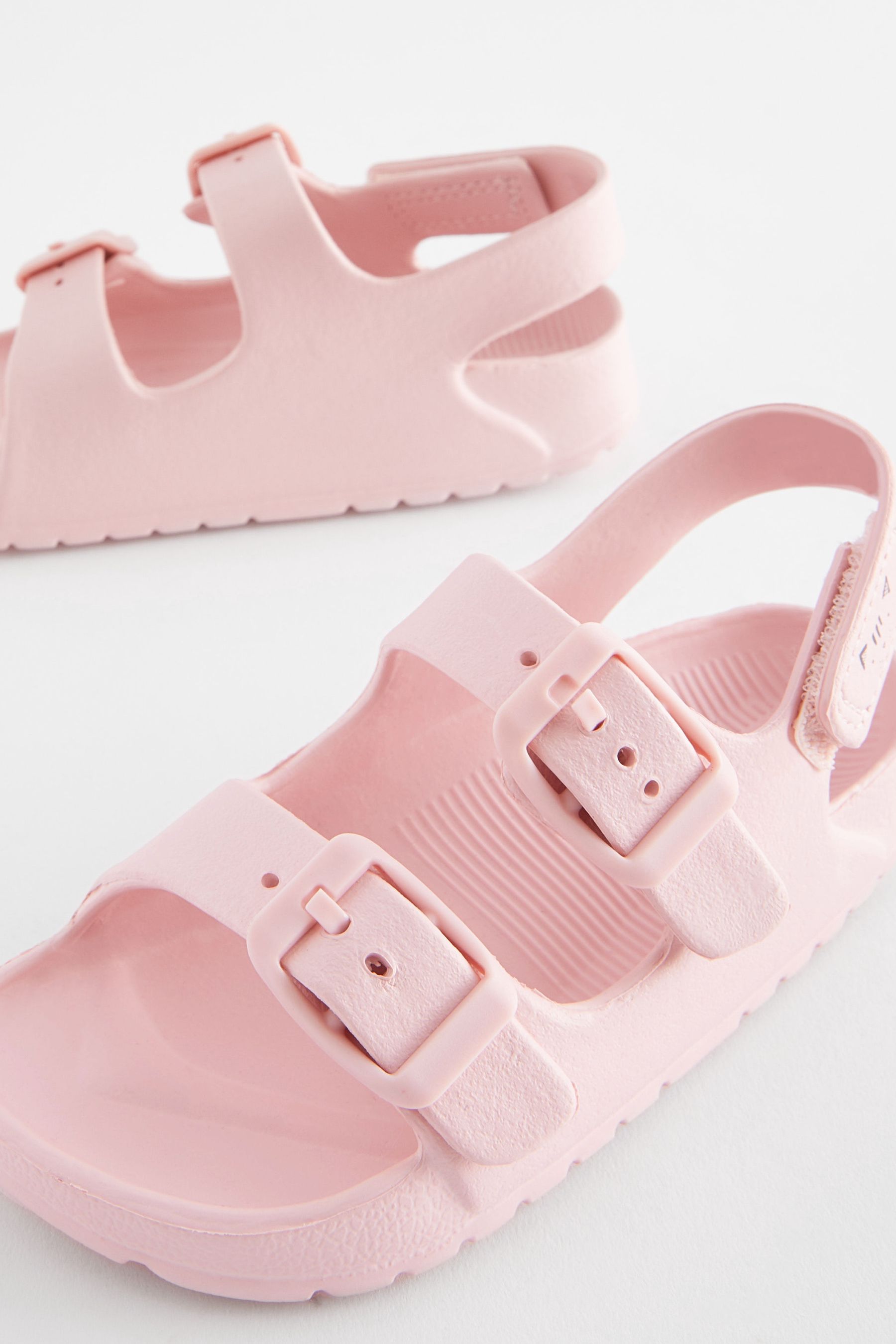 Pink two strap slides shop