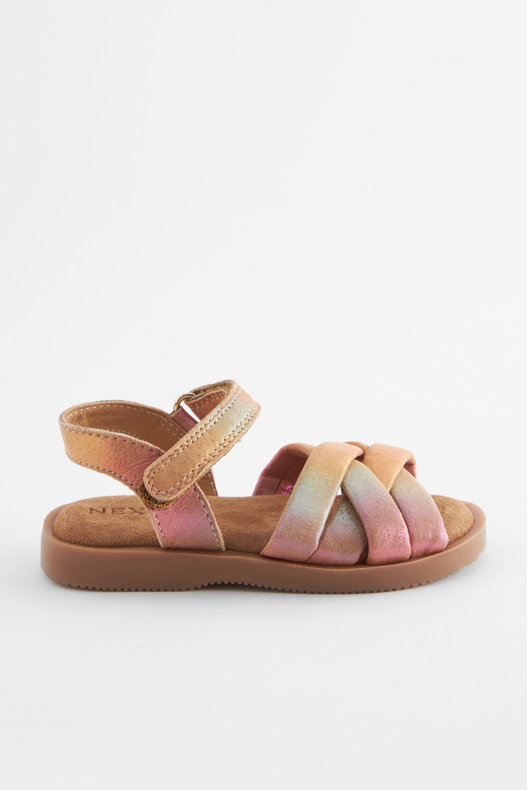 Buy Pink Rainbow Leather Woven Sandals With Touch Fastening from the Next UK online shop