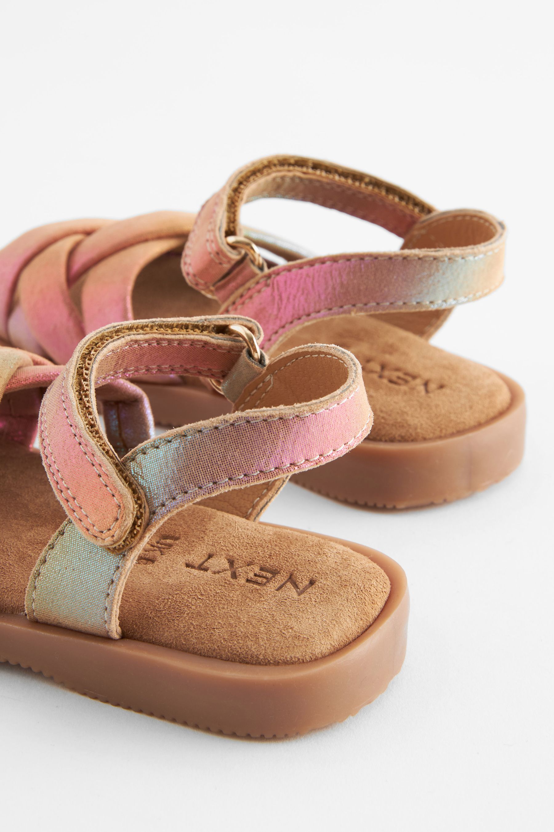 Buy Pink Rainbow Leather Woven Sandals With Touch Fastening from the Next UK online shop