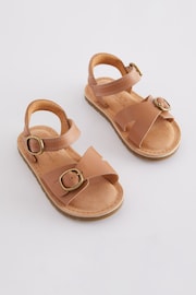 Brown Standard Fit (F) Leather Buckle Sandals - Image 1 of 5