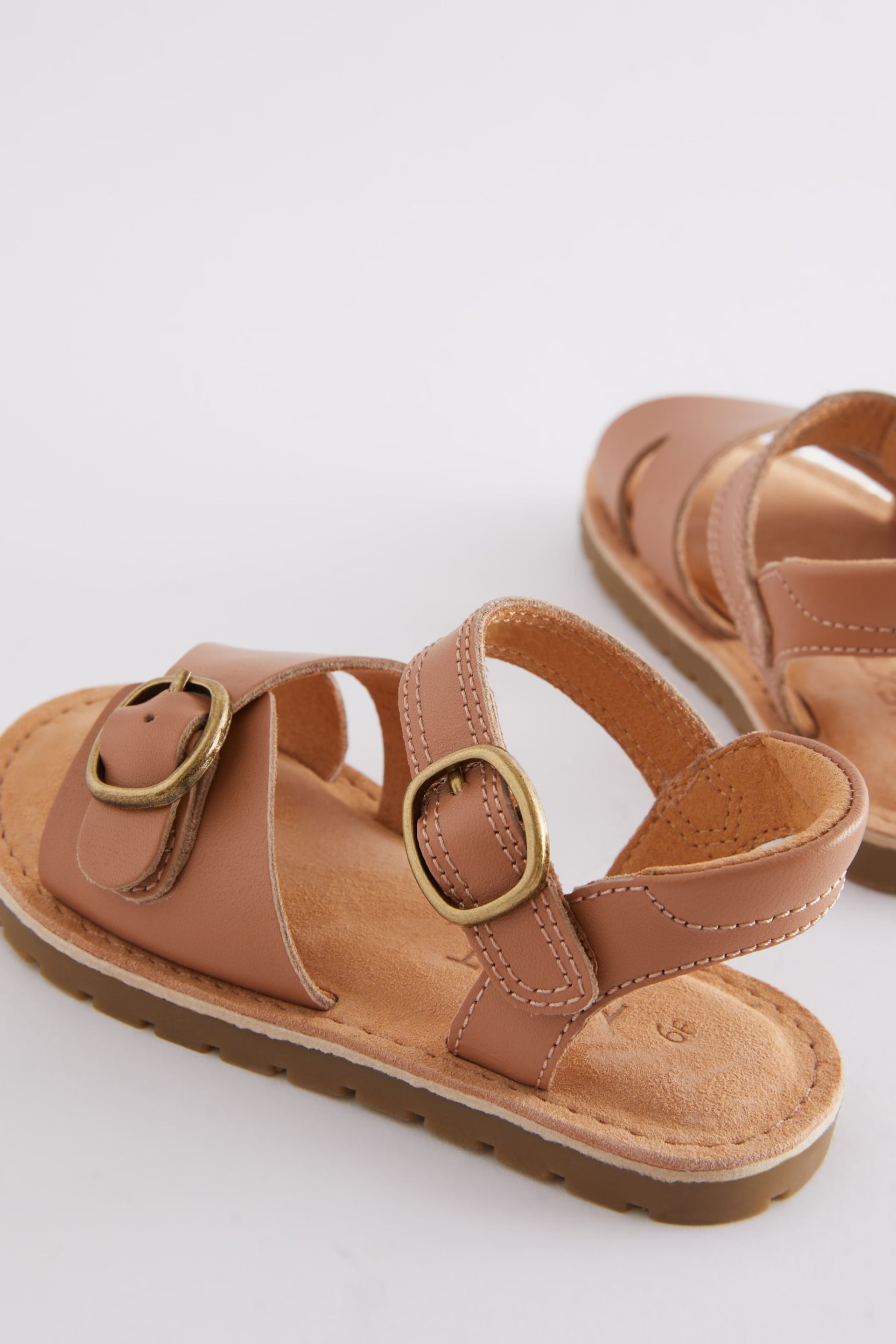 Brown Standard Fit (F) Leather Buckle Sandals - Image 4 of 5
