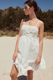 White Crochet Mix Mini Summer Dress - Image 1 of 7