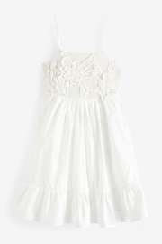 White Crochet Mix Mini Summer Dress - Image 5 of 7