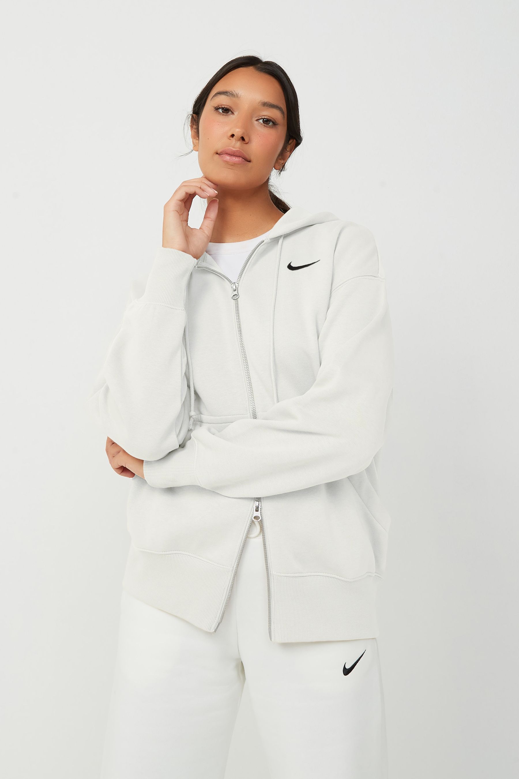 Nike Sail Phoenix Fleece Mini Swoosh Oversized Full Zip Hoodie