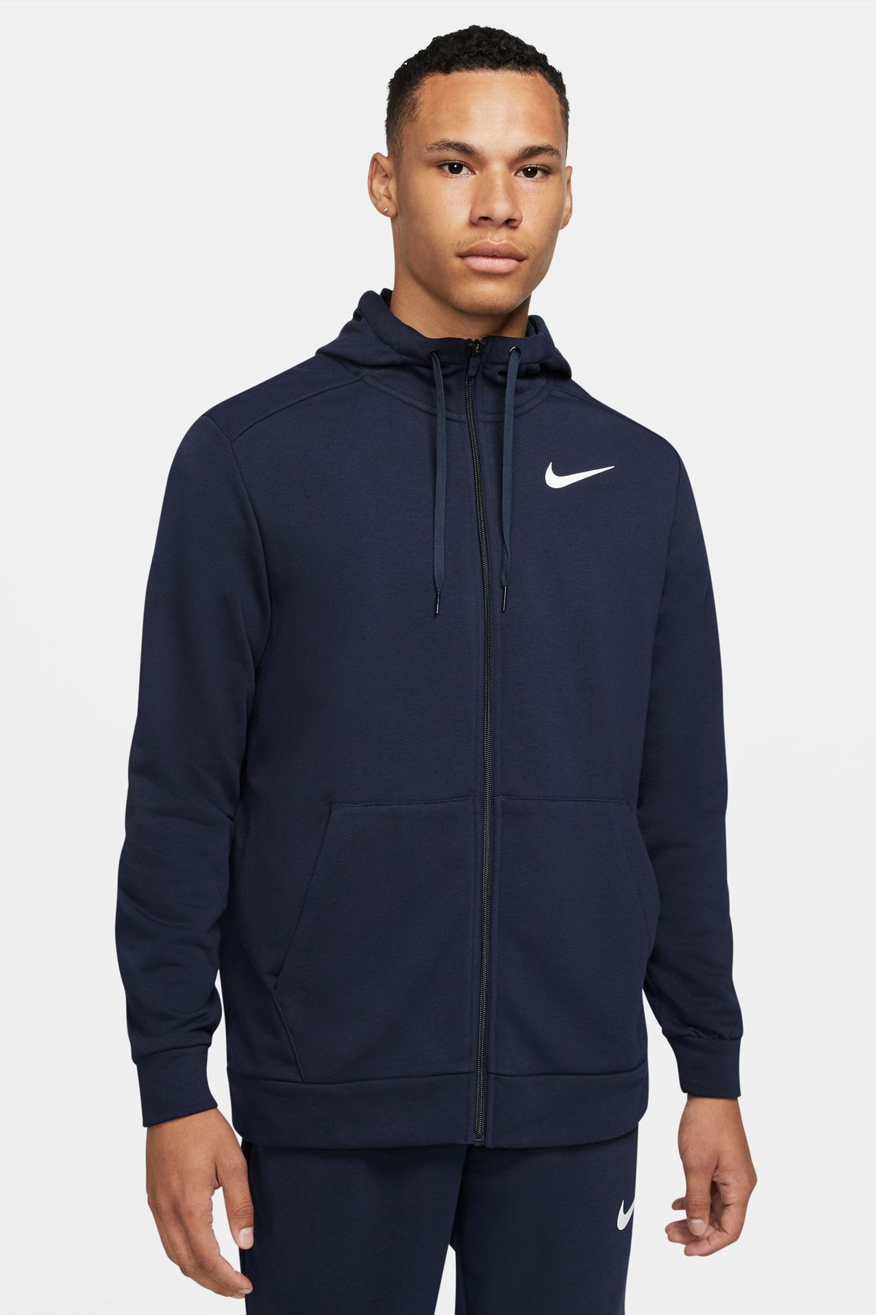 Navy blue nike zip up hoodie top