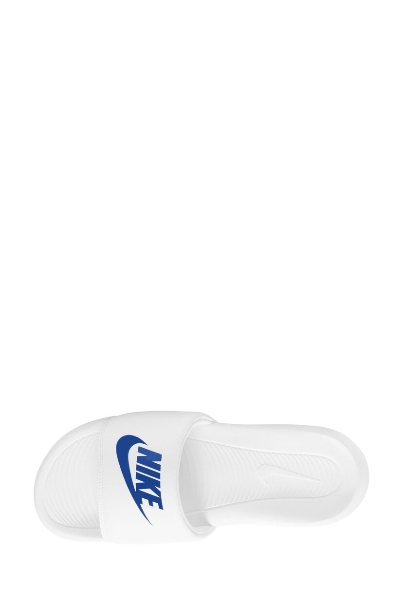 Nike White/Blue Victori One Sliders - Image 5 of 8