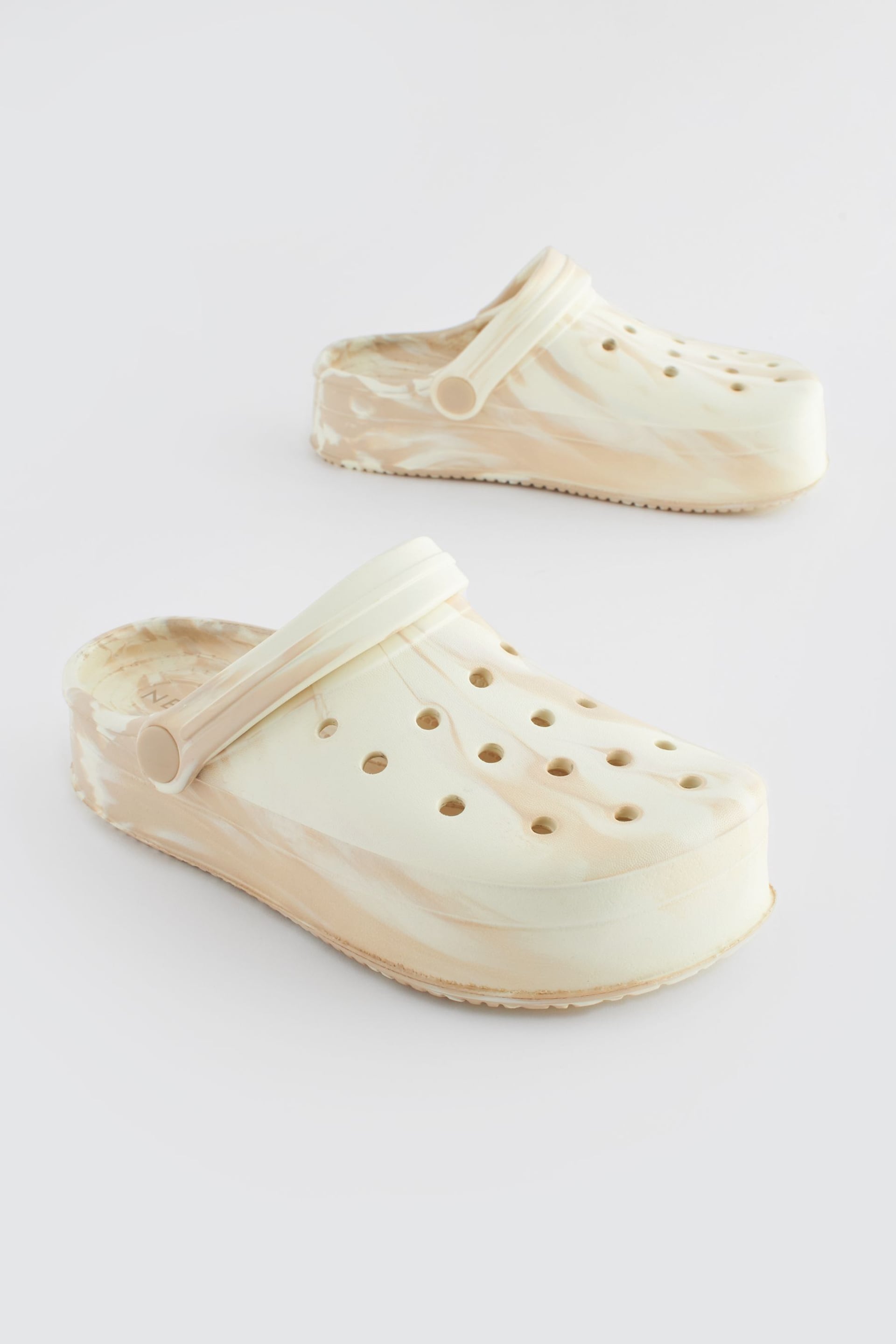 Neutral Marble Chunky Clogs - Image 2 of 6