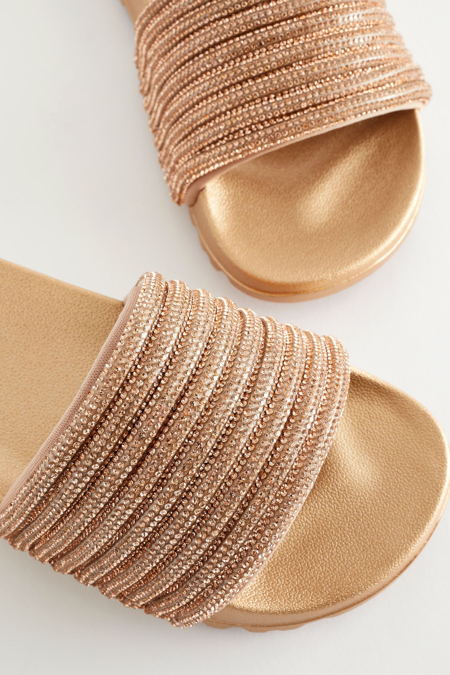 Rose gold glitter slides discount