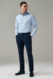 Light Blue Slim Fit Single Cuff Four Way Stretch Shirt - Image 2 of 8