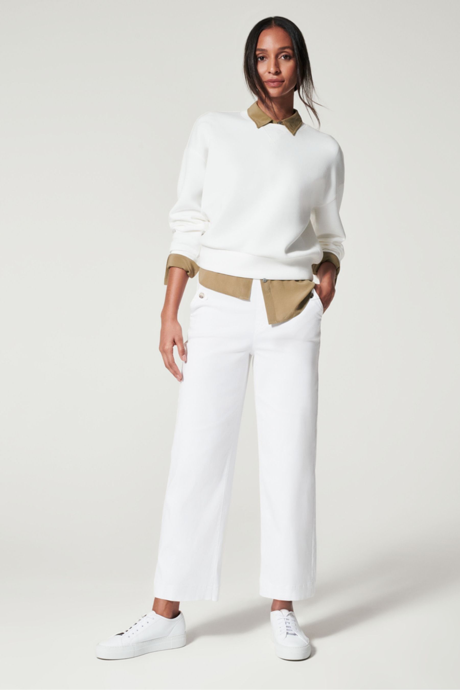 Womens wide leg white trousers discount