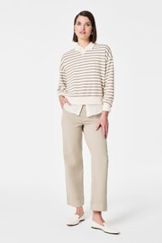 Spanx Stretch Twill Cropped Wide Leg Natural Trousers - Image 3 of 6