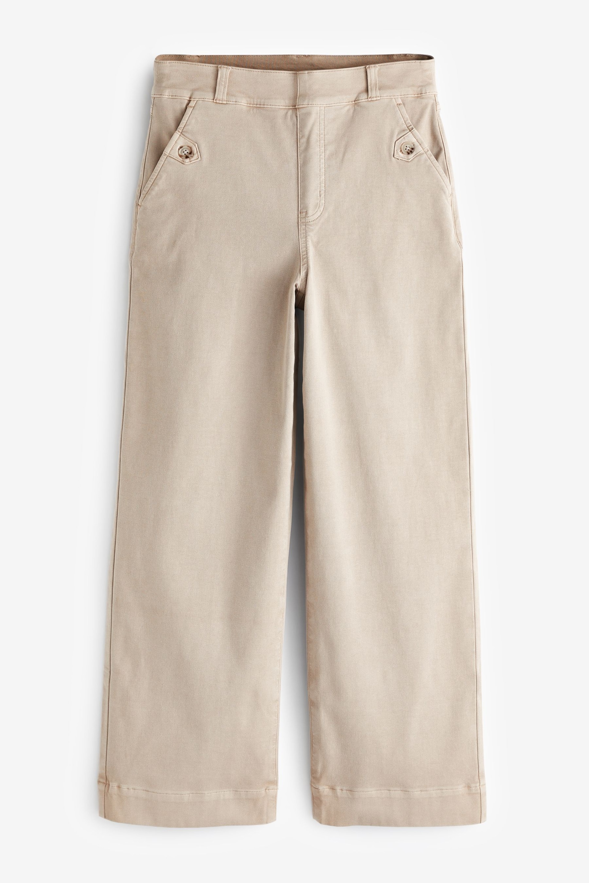 Spanx Stretch Twill Cropped Wide Leg Natural Trousers - Image 6 of 6