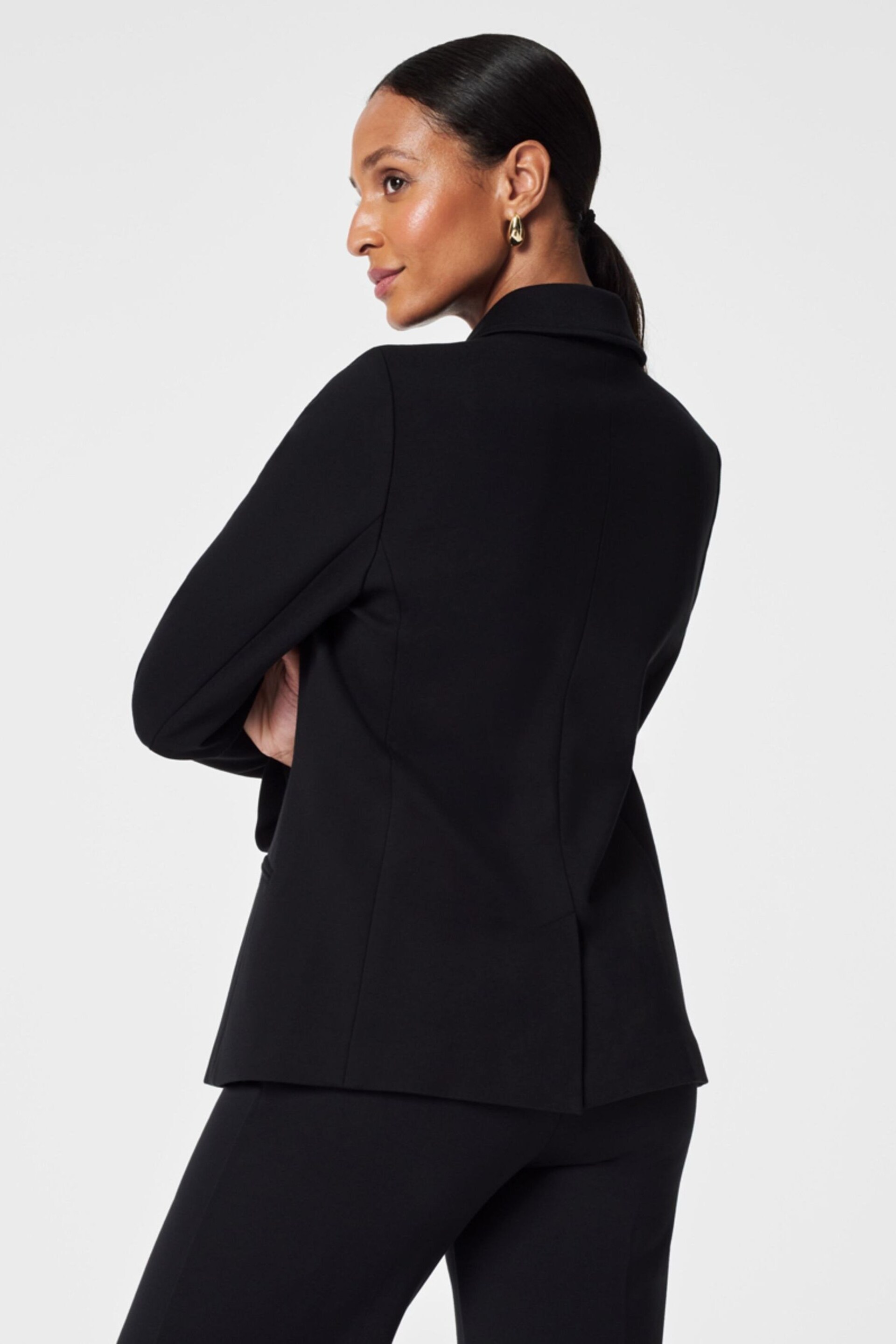 Spanx Ponte Asymmetric Tailored Black Blazer - Image 2 of 6