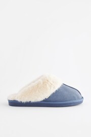 Denim Blue Suede Mule Slippers - Image 4 of 7