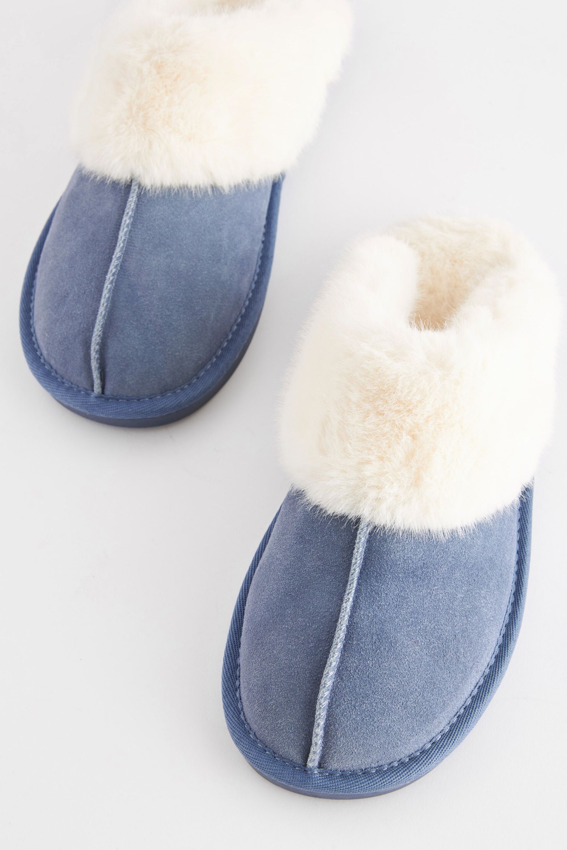 Denim Blue Suede Mule Slippers - Image 5 of 7