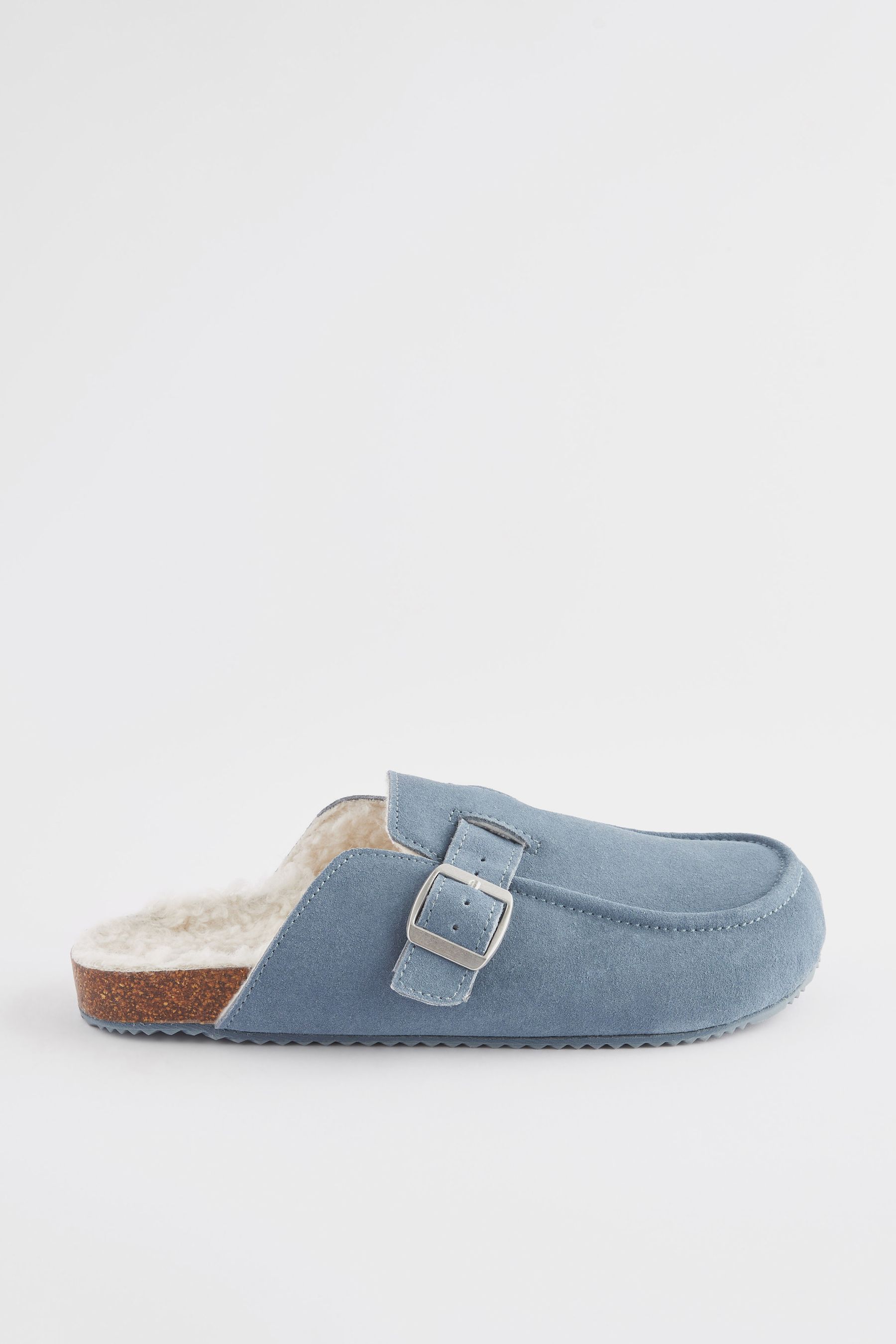 Buy Blue Suede Footbed Mule Slippers from Next Luxembourg