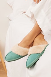 Green Suede Mule Slippers - Image 1 of 7