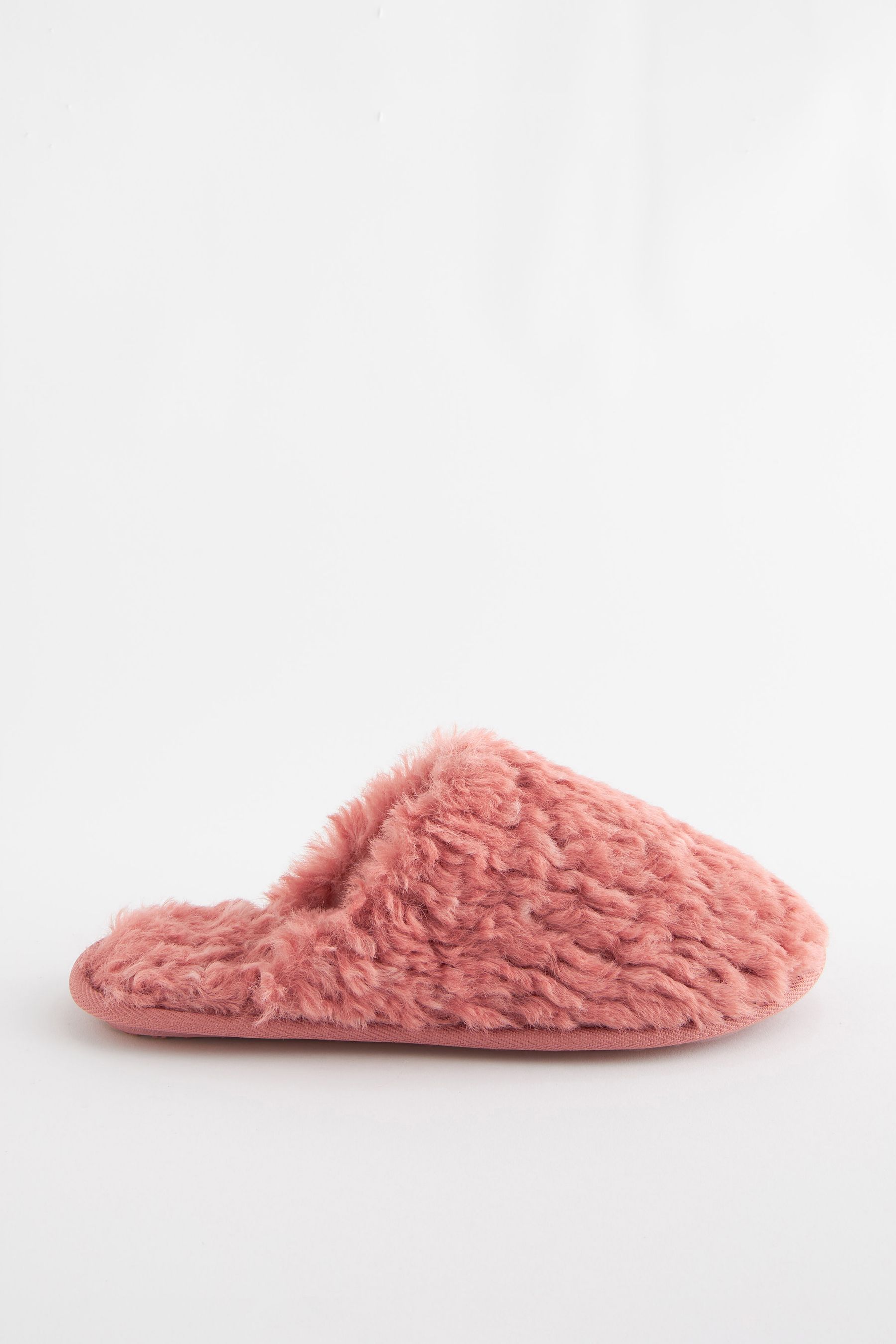 Buy Pink Faux Fur Mule Slippers from Next Luxembourg