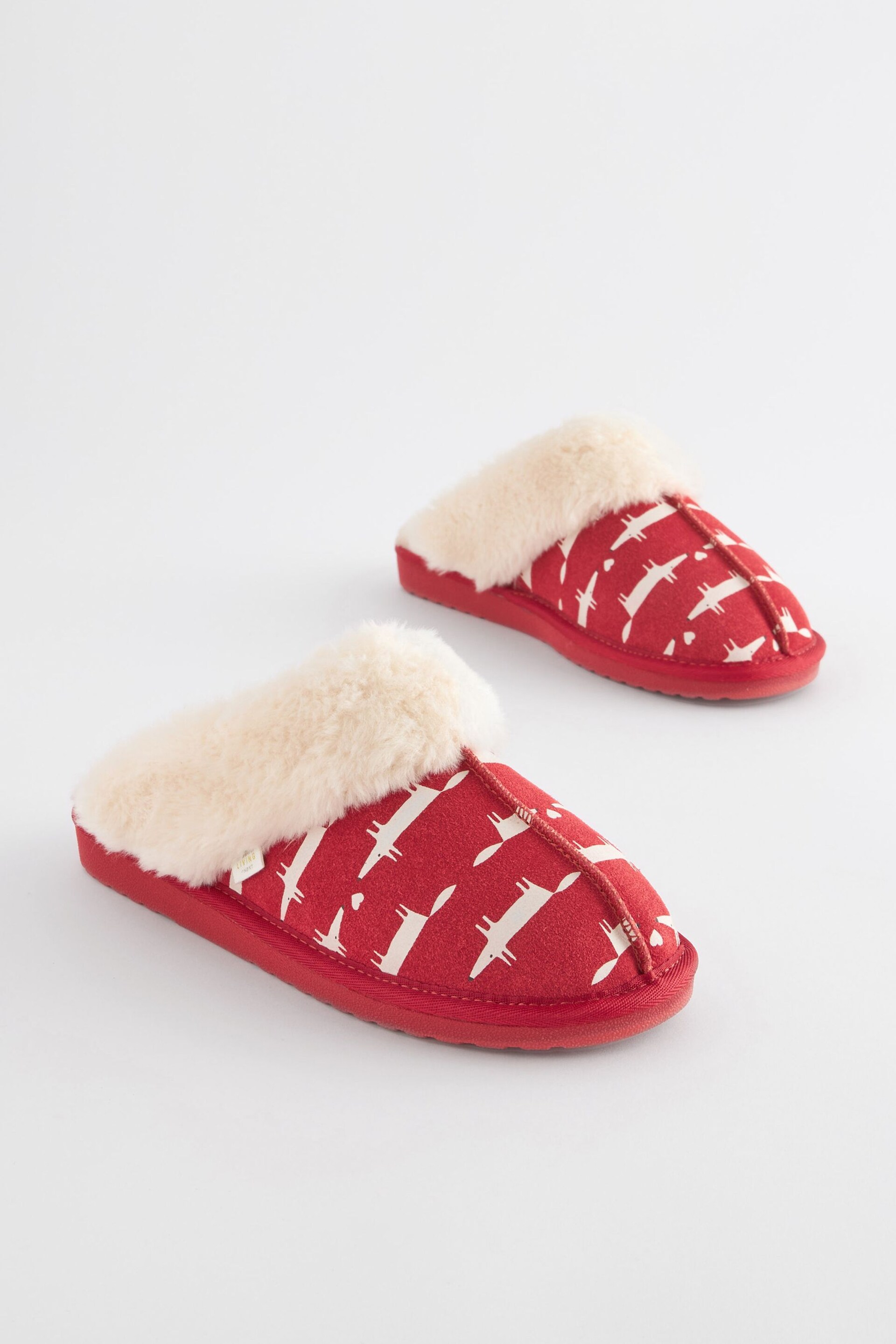 Red Scion Fox Suede Mule Slippers - Image 3 of 7