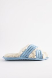 Blue Faux Fur Mule Slippers - Image 4 of 7