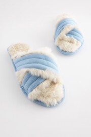 Blue Faux Fur Mule Slippers - Image 6 of 7