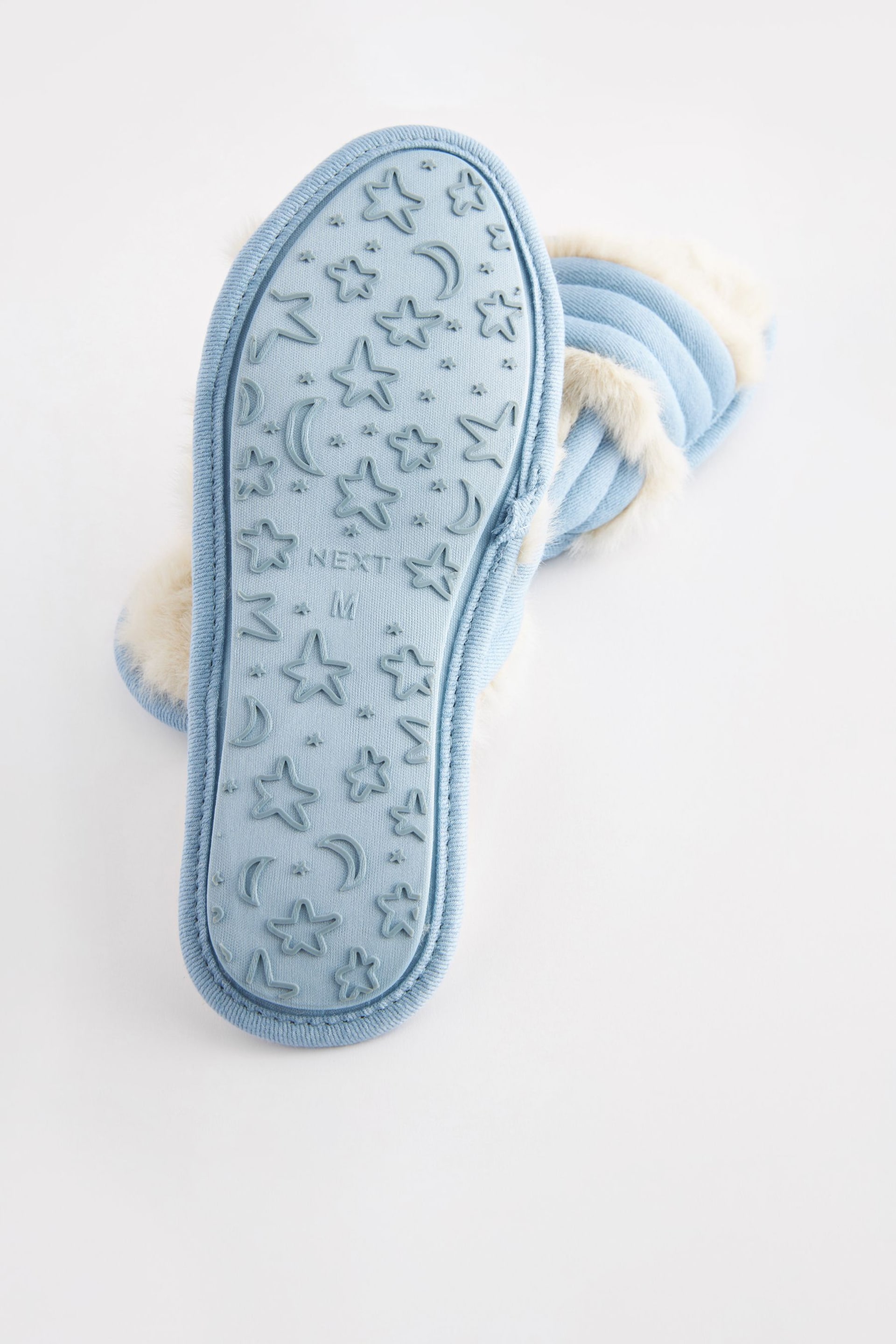 Blue Faux Fur Mule Slippers - Image 7 of 7