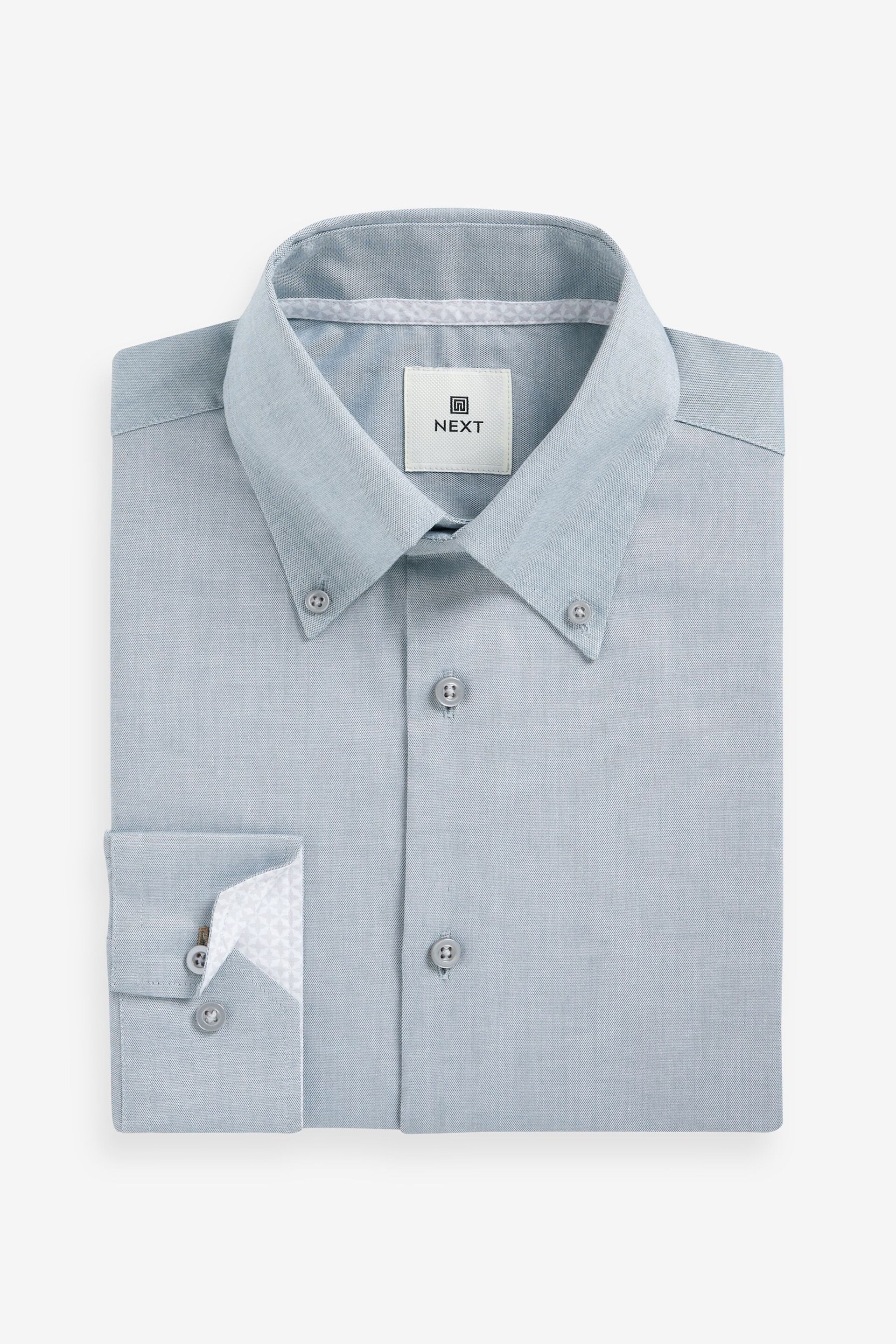 Green Oxford Single Cuff Textured Cotton Shirt - Image 6 of 8