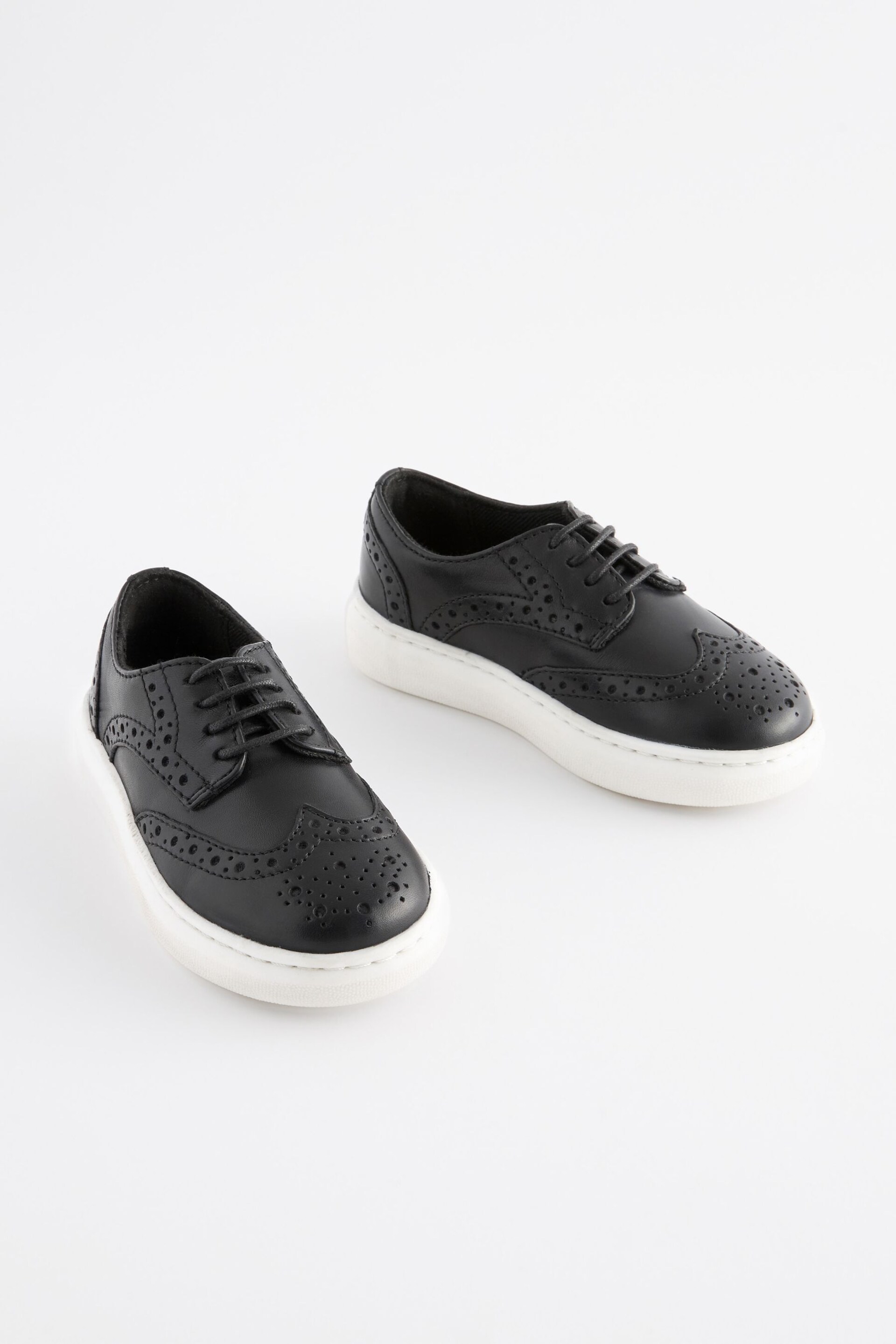 Black Brogue Smart Leather Lace-Up Shoes - Image 1 of 6