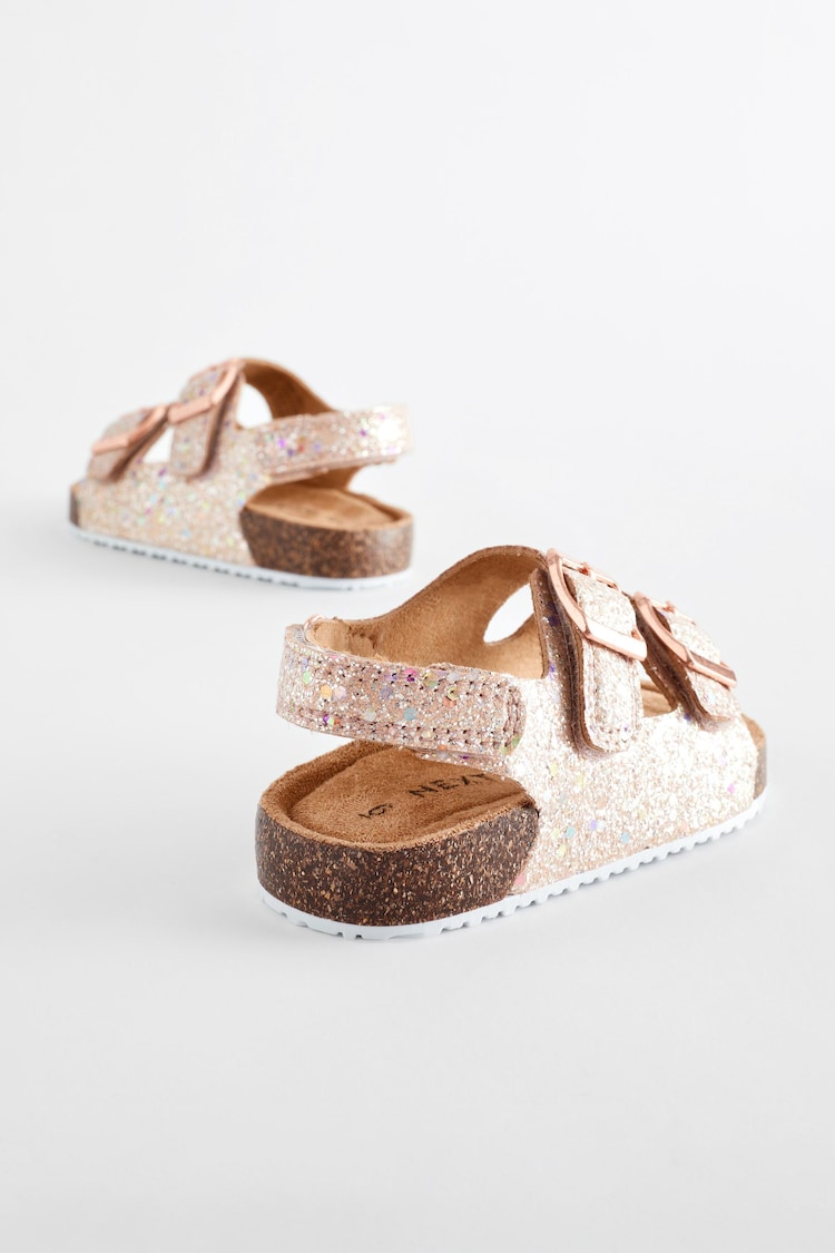 Pink Glitter Corkbed Two Strap Sandals - Image 3 of 6
