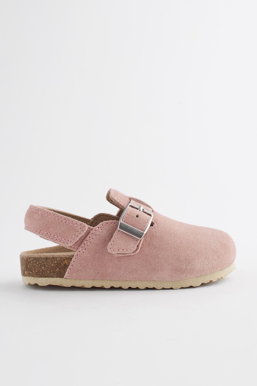 Pink Suede Leather Clogs with Touch Fastening - Image 2 of 6