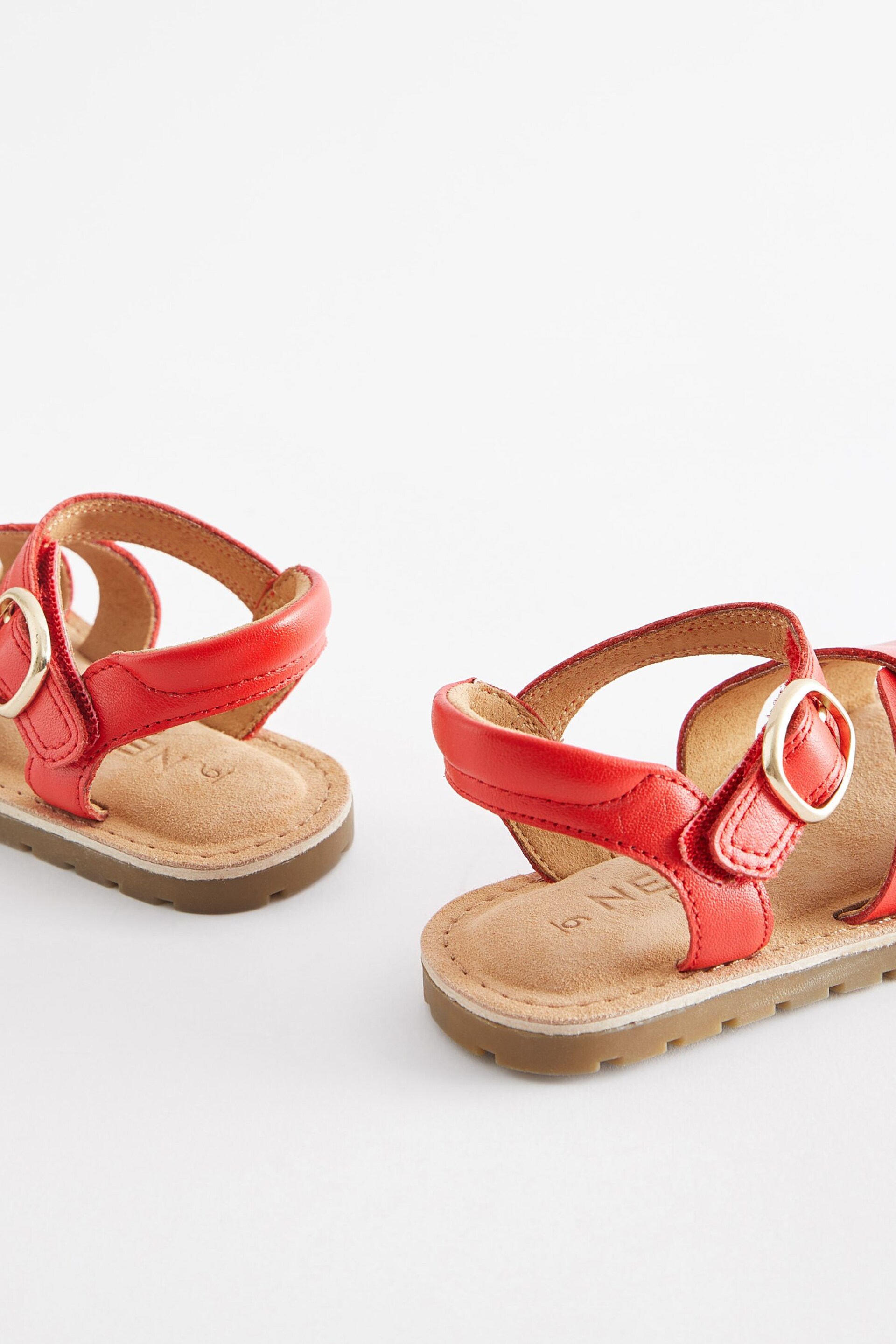 Red Standard Fit (F) Leather Buckle Sandals - Image 3 of 5