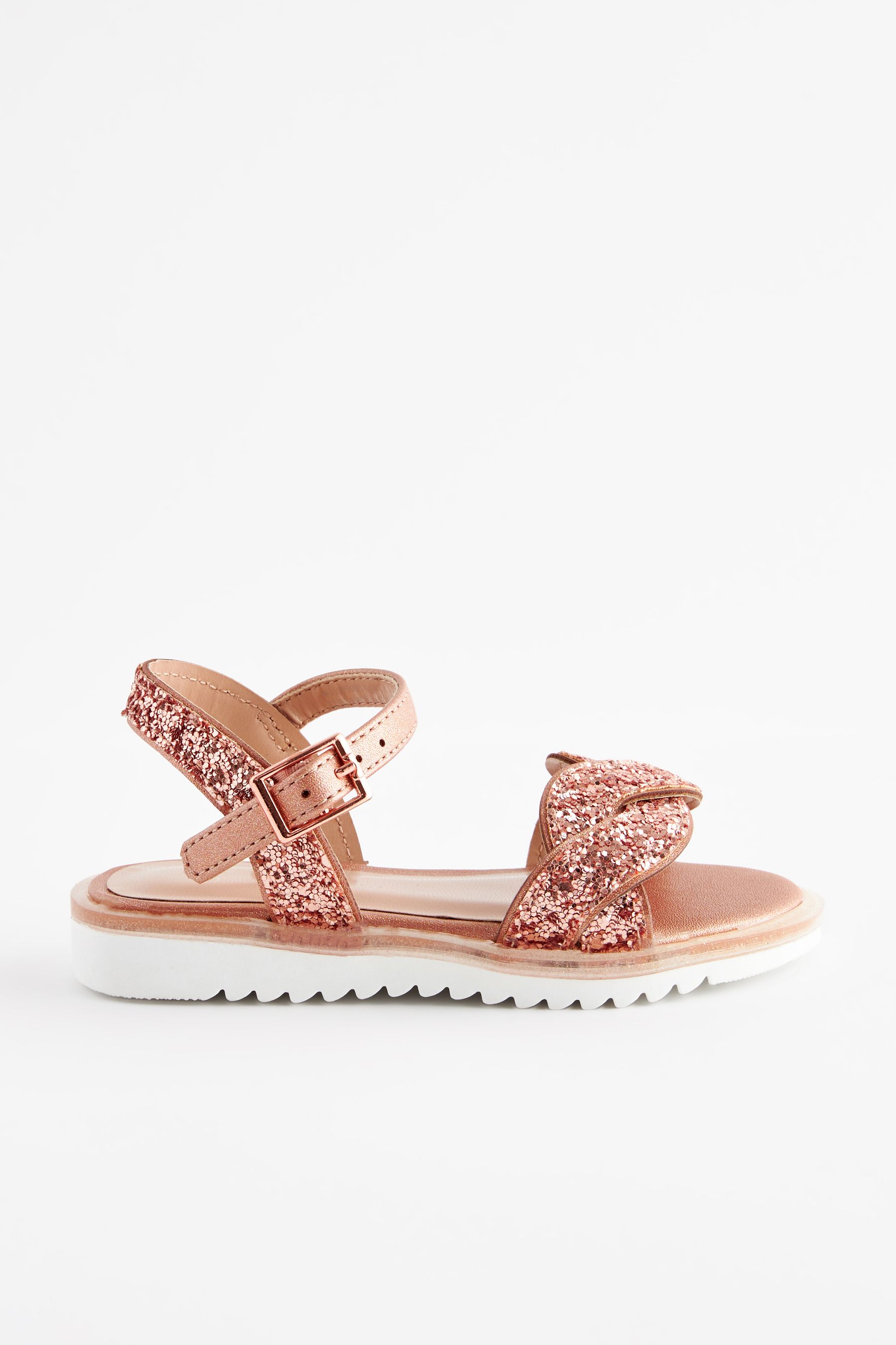 Rose gold glitter sandals discount