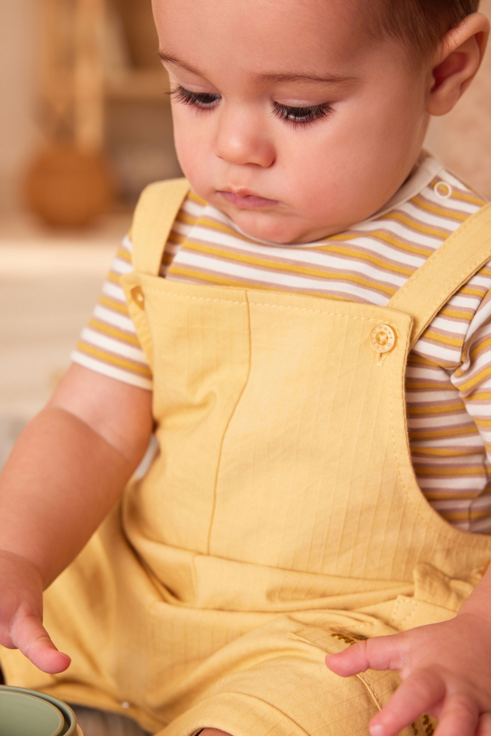 Yellow Lion Baby Woven Dungarees and Bodysuit Set (0mths-2yrs) - Image 4 of 4