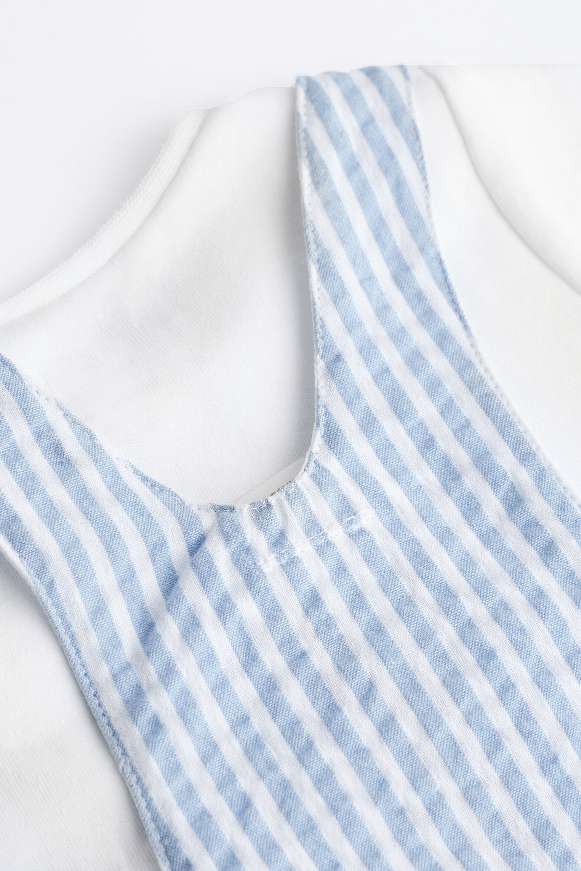 Blue/White Stripe Baby Woven Dungarees and Bodysuit Set (0mths-2yrs) - Image 6 of 7