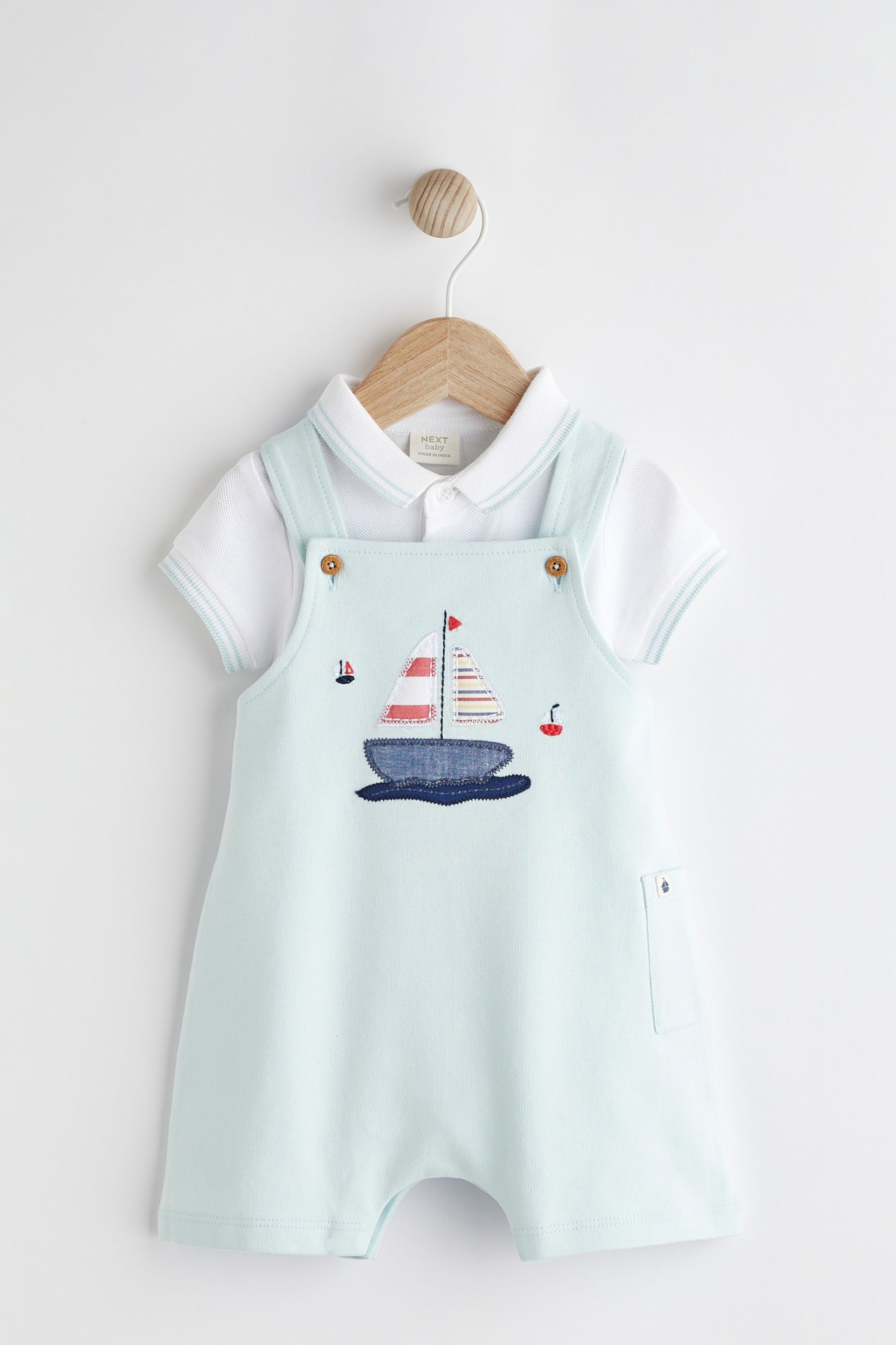 Blue Boat Baby Jersey Dungarees and Bodysuit Set (0mths-2yrs) - Image 1 of 7