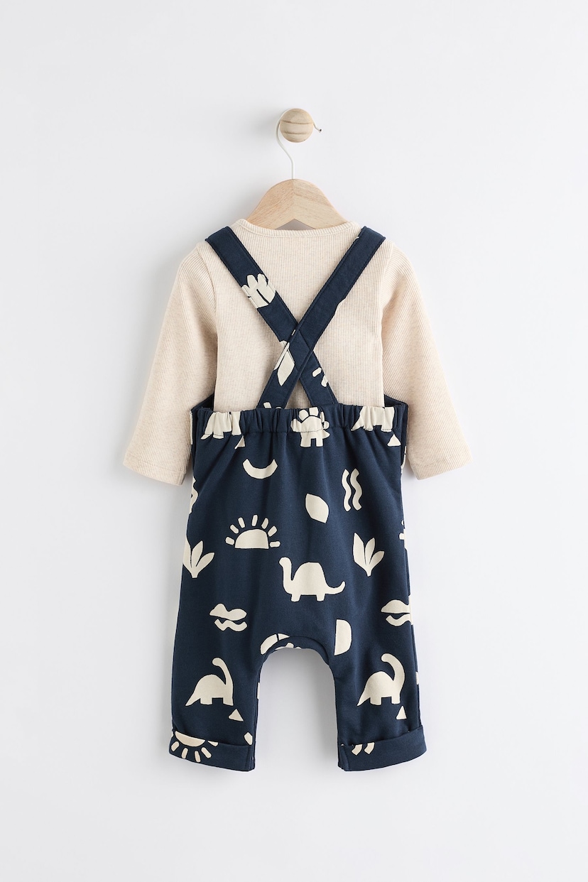 Navy Blue Dinosaur Baby Jersey Dungarees And Bodysuit Set (0mths-2yrs) - Image 3 of 9
