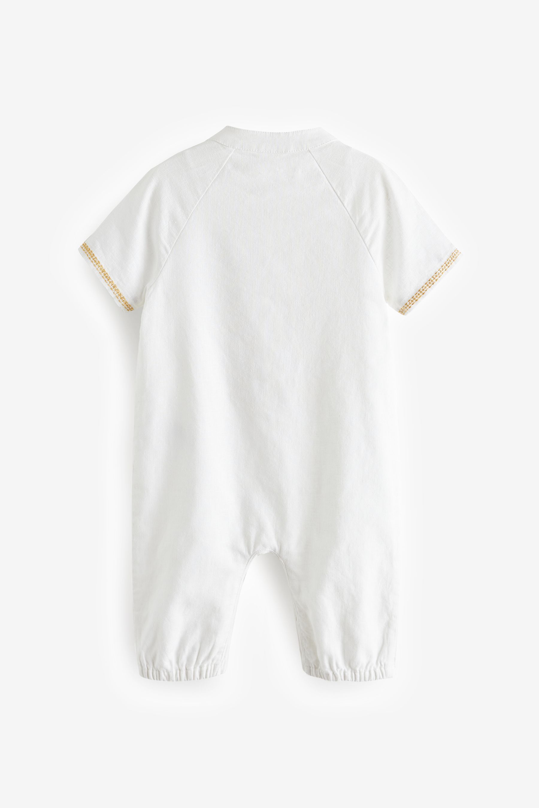 Buy White Occasion Linen Blend Baby Romper 0mths 2yrs from Next Luxembourg