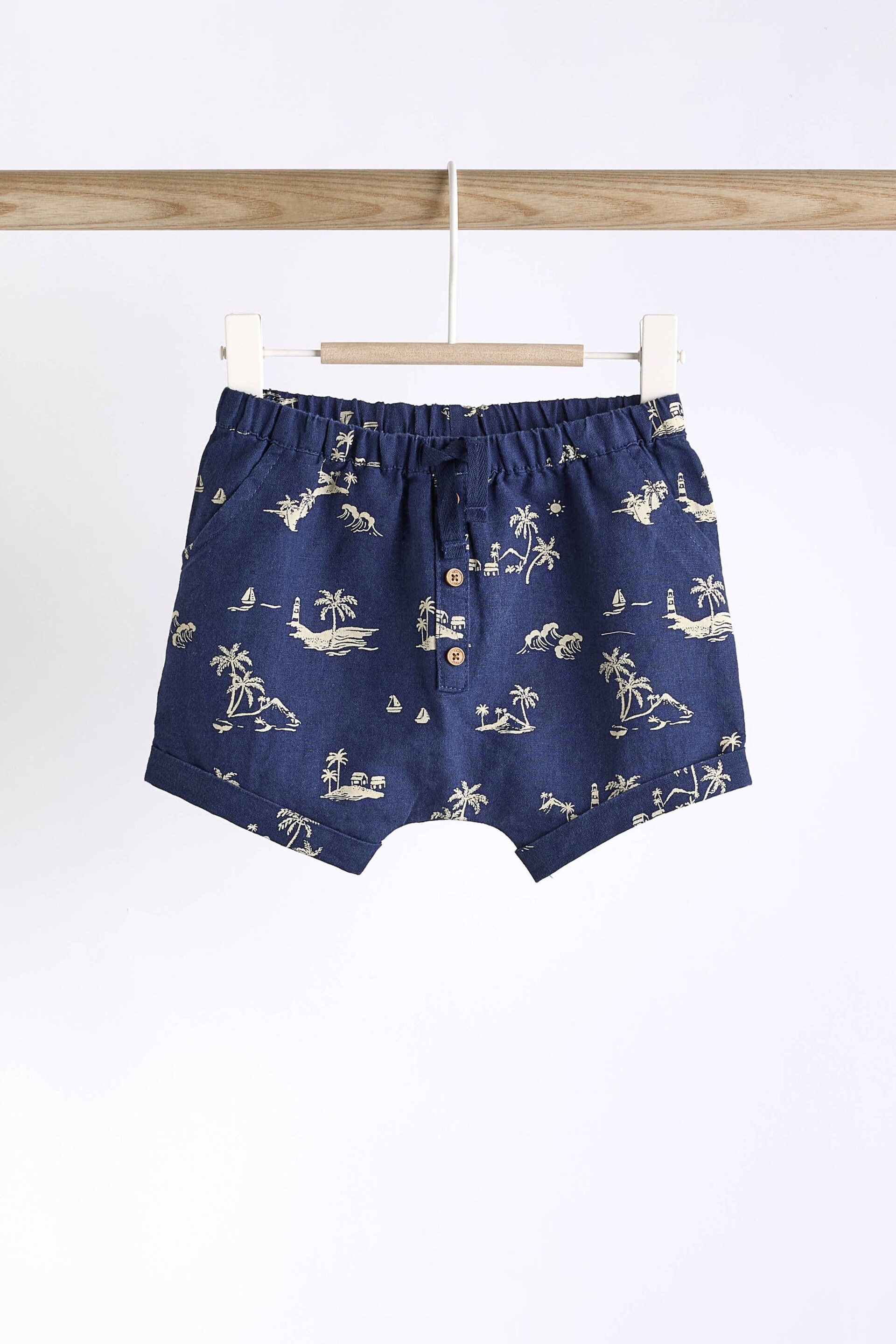 Blue Palm Print Top And Shorts Set (0mths-2yrs) - Image 4 of 9