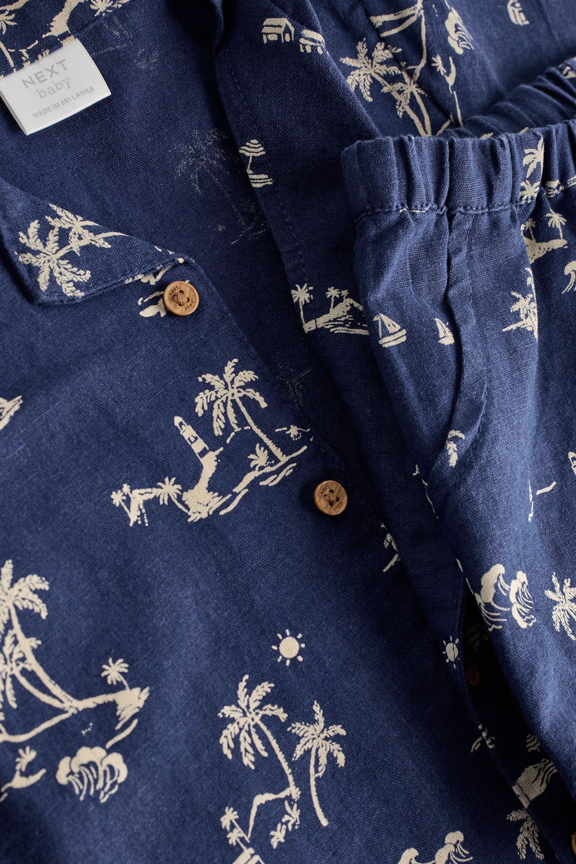 Blue Palm Print Top And Shorts Set (0mths-2yrs) - Image 9 of 9