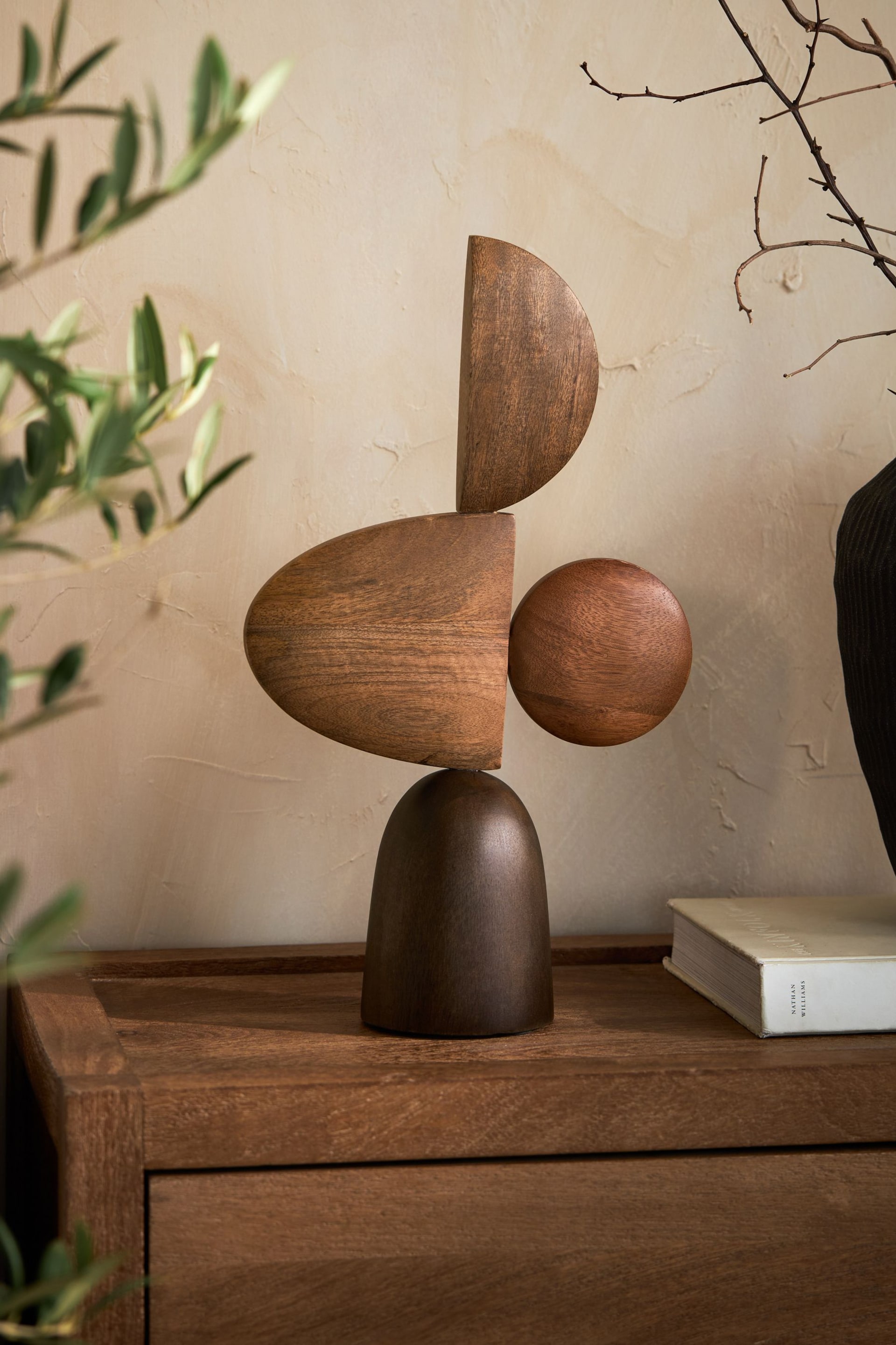 Brown Bronx Wooden Abstract Sculpture - Image 1 of 4