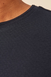 Navy Textured T-Shirt - Image 6 of 9