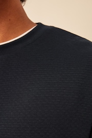 Navy Textured T-Shirt - Image 6 of 9