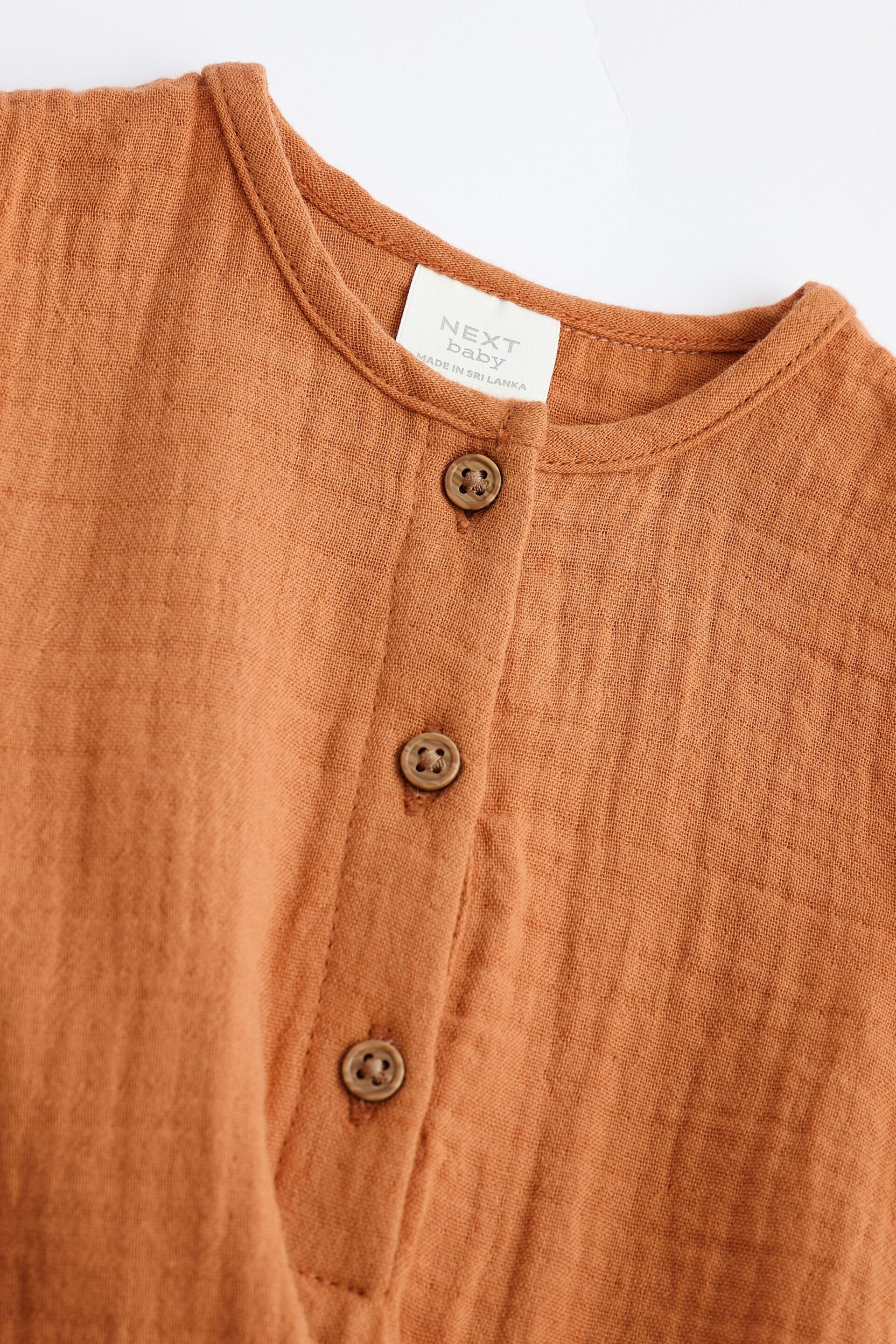 Rust Brown Woven Baby Romper (0mths-2yrs) - Image 7 of 10